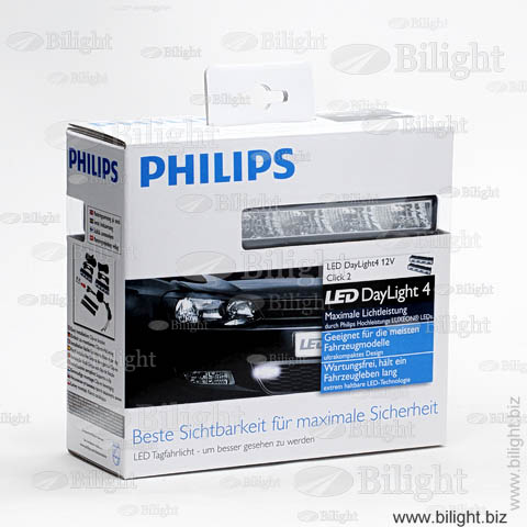 12820 WLEDX1 - Дневные ходовые огни светодиодные (комплект) прямоугольные, Philips 4 LED DayLight - Philips DRL