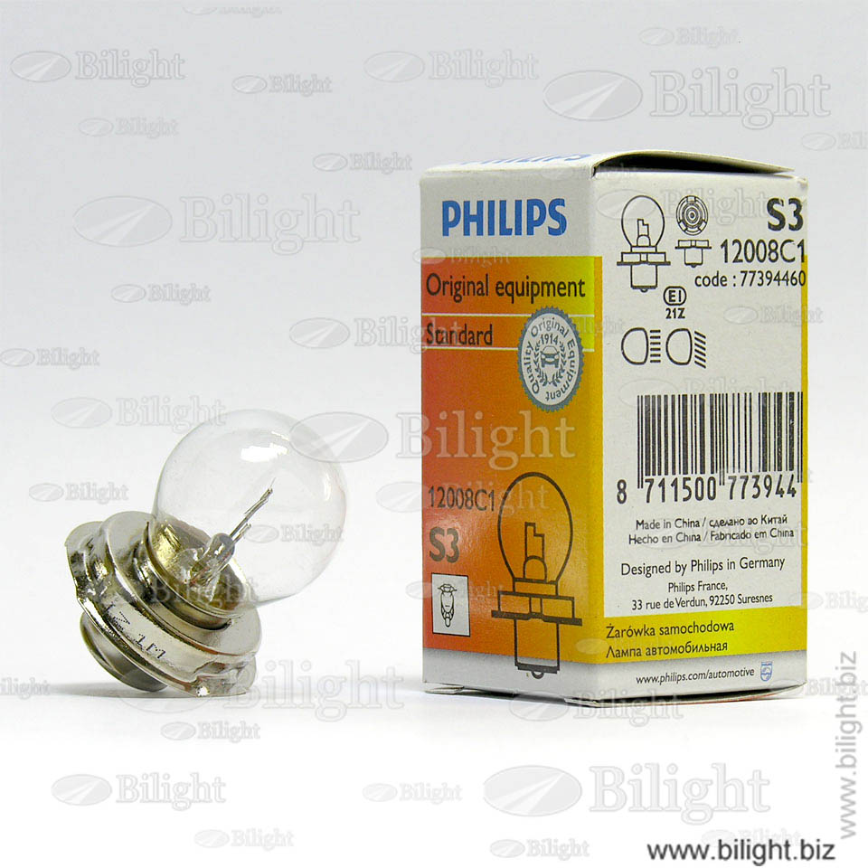 12008C1 - S3 12V-15W (P26s) - PHILIPS - Лампа накаливания для транспортных средств - Philips Glow 12V