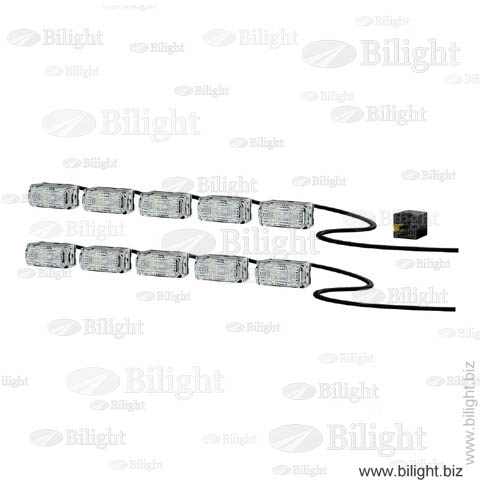 2PT 980 789-851 - Дневные ходовые огни светодиодные (комплект) прямоугольные, 5 LEDayFlex II (2x5/42x19мм+блок) - Hella