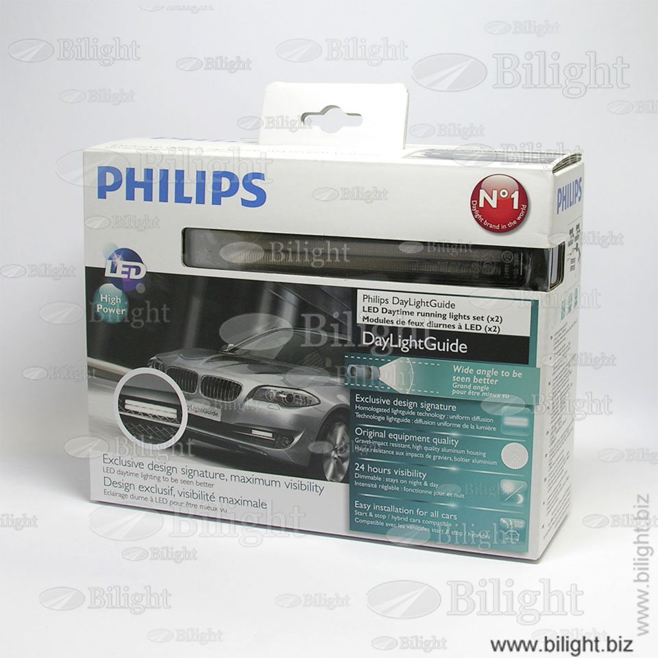 12825 WLEDX1 - Дневные ходовые огни светодиодные (комплект) прямоугольные, Philips 1 LED LightGuide - Philips DRL