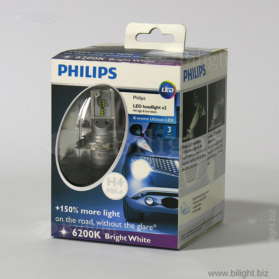 12953BWX2 - H4 12/24V- 23/23W (P43t) LED 6200K Bright White (к.уп.2 шт.) X-treme Ultinon LED - PHILIPS - Лампа светодиодная автомобильная - Philips LED